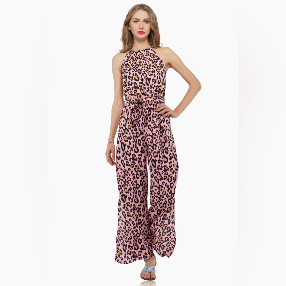 NWT America & Beyond pink jaguar jumpsuit - M